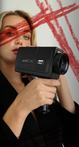 Experimental fashion film with analog-inspired elements and artistic red line visuals